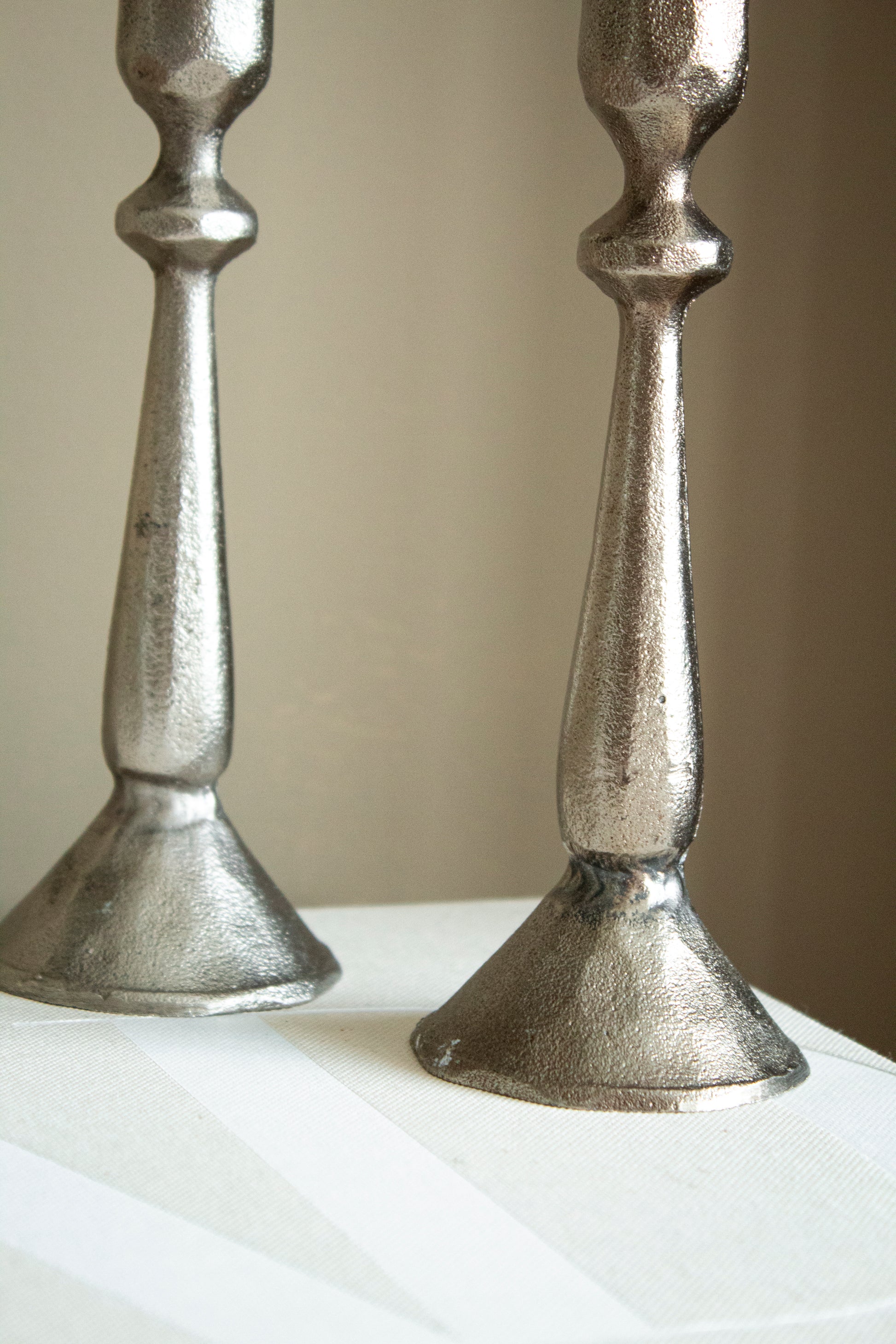 Efa Hammered Silver Candlestick