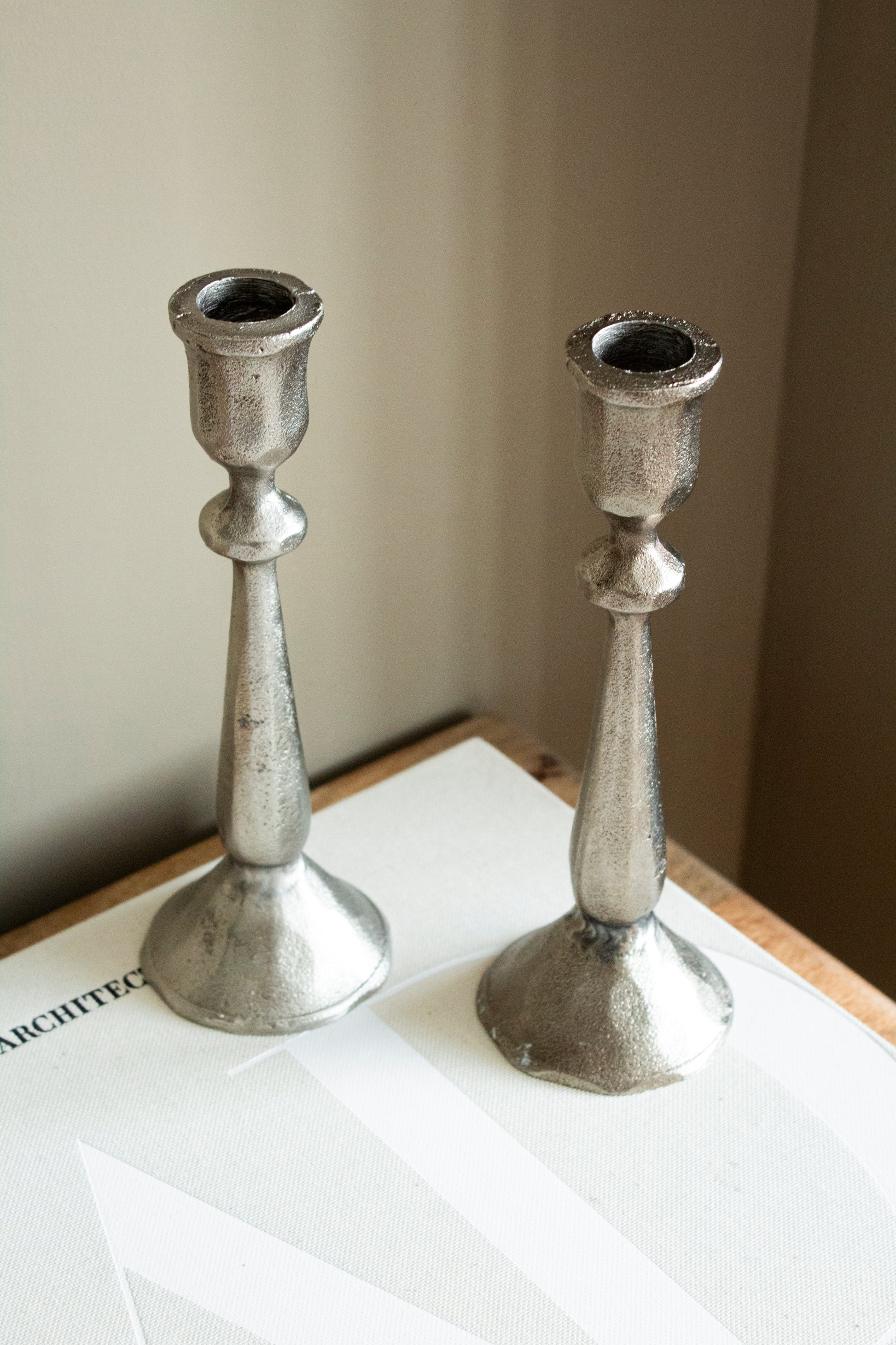Efa Hammered Silver Candlestick