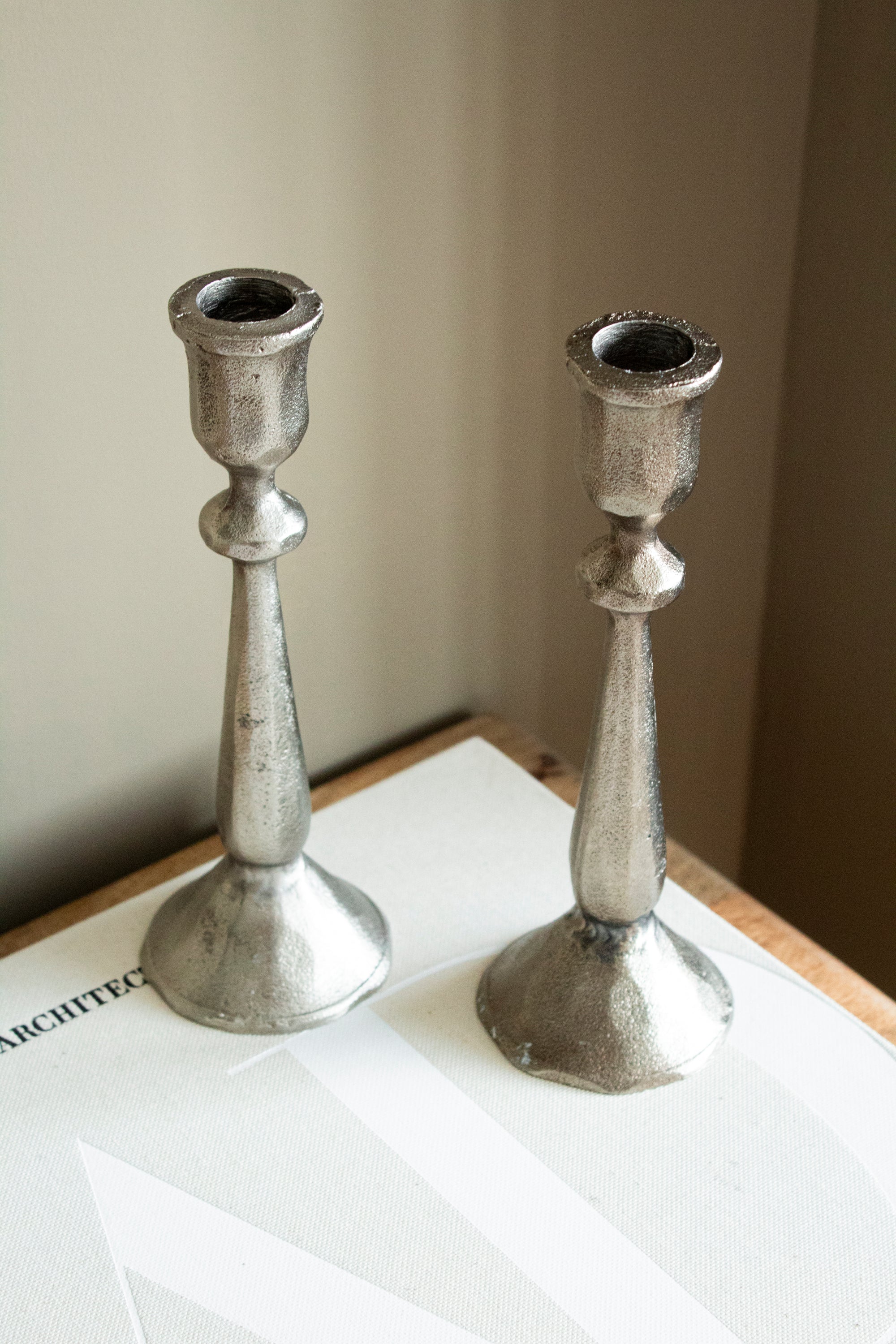 Efa Hammered Silver Candlestick