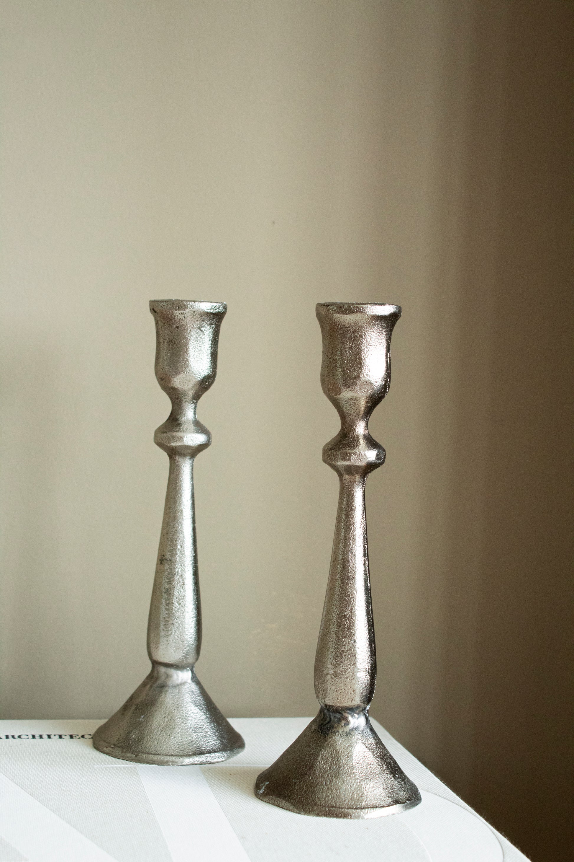 Efa Hammered Silver Candlestick