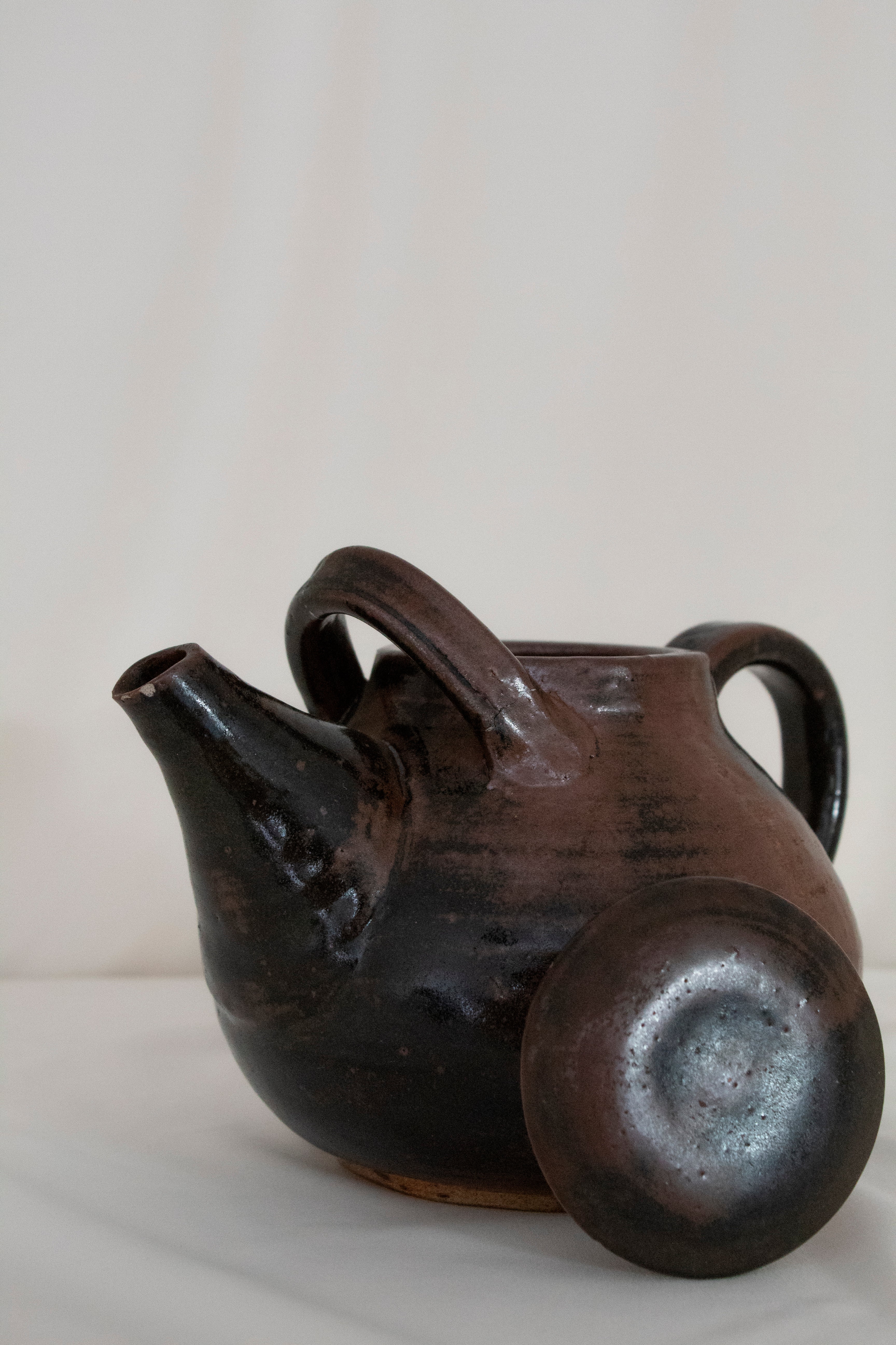Two-Toned Brown Stoneware Teapot