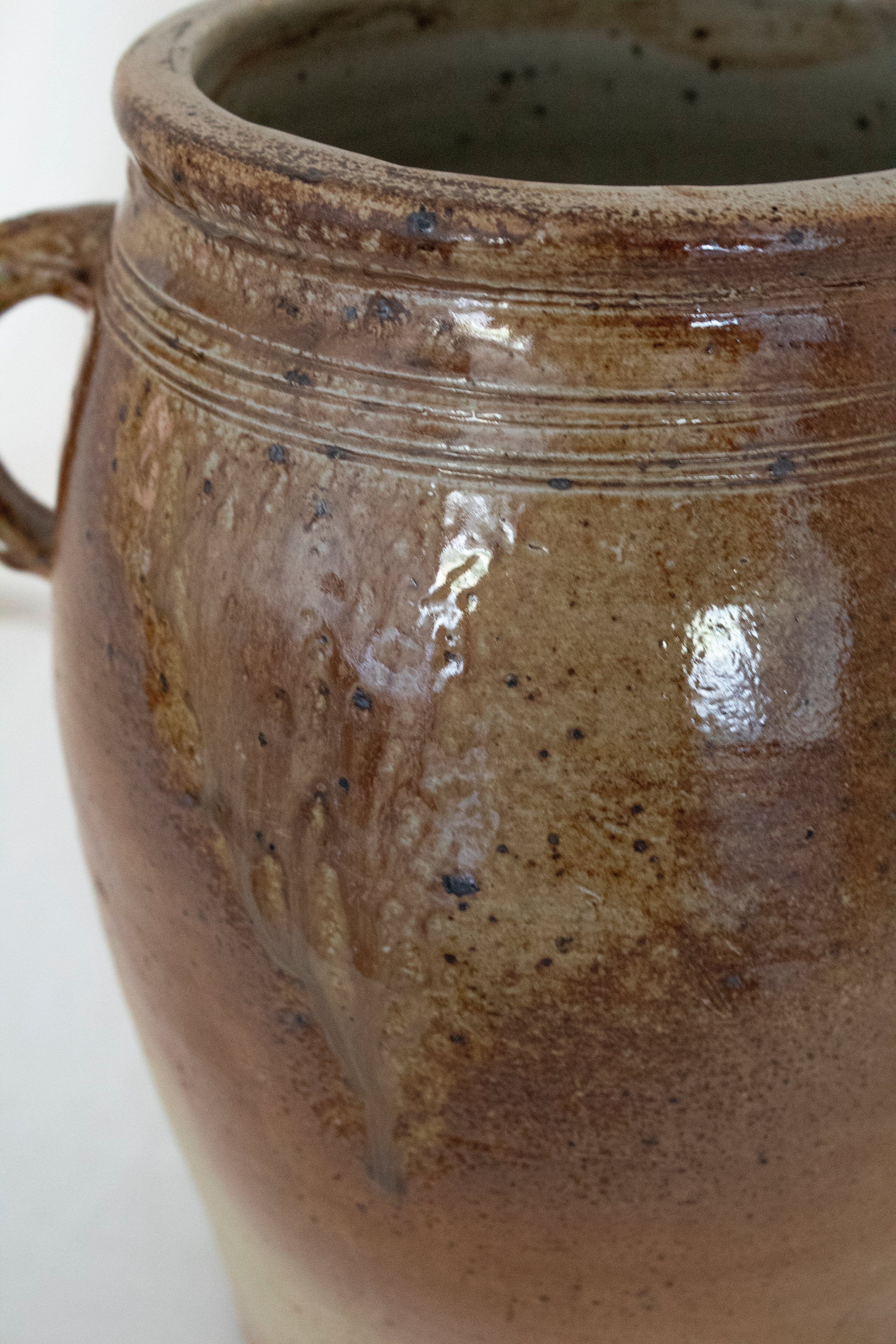 Large Glazed Stoneware Storage Pot
