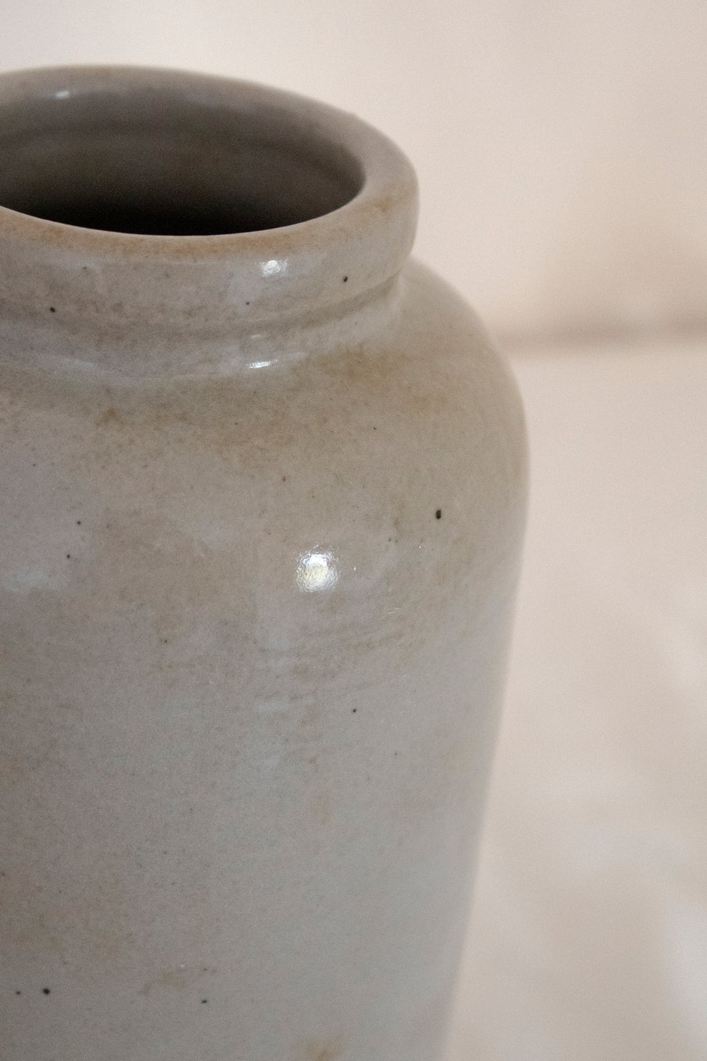 Beige Glazed Stoneware Jar