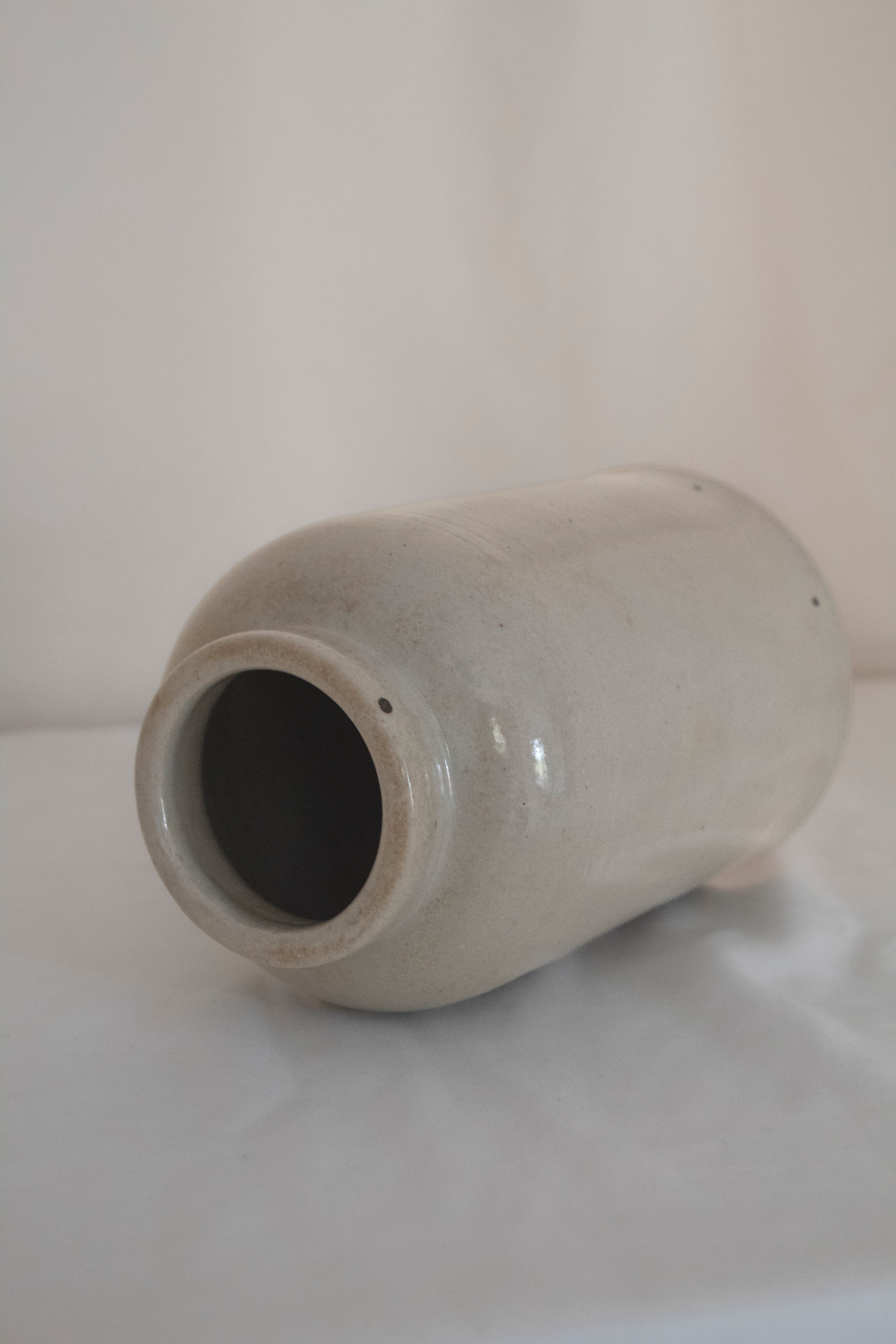 Beige Glazed Stoneware Jar