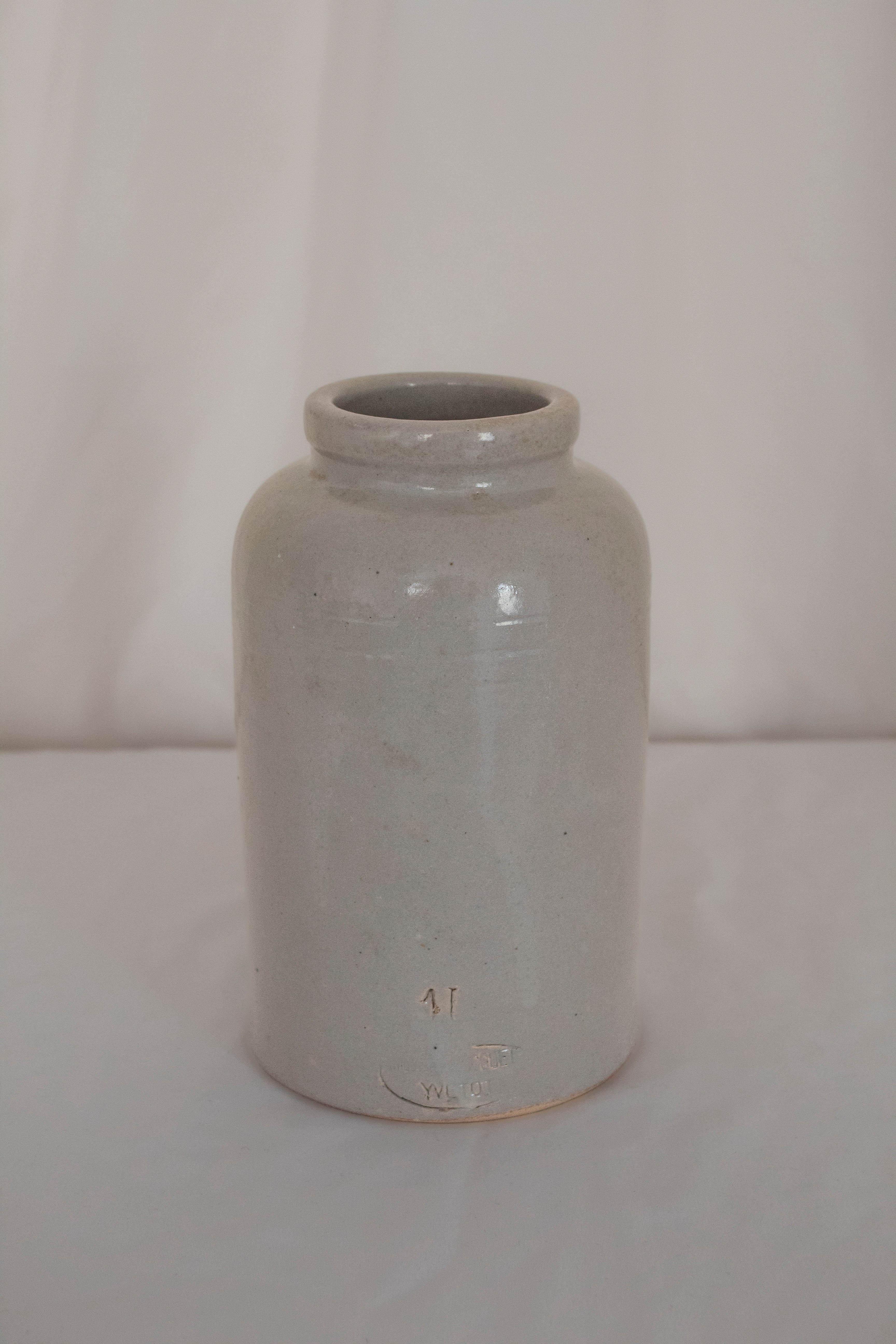 Beige Glazed Stoneware Jar