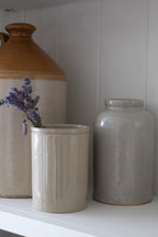 Beige Glazed Stoneware Jar