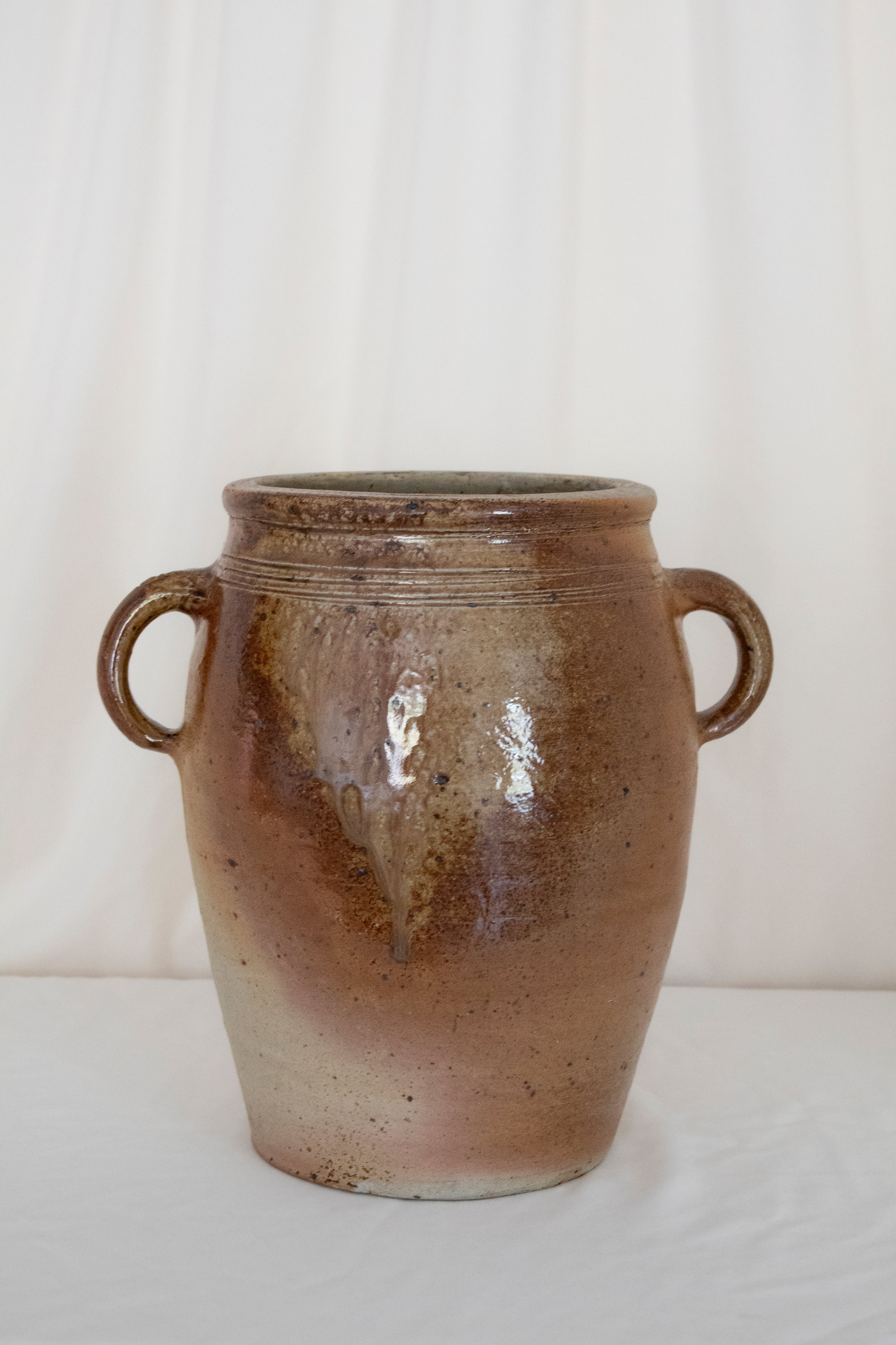 Large Glazed Stoneware Storage Pot