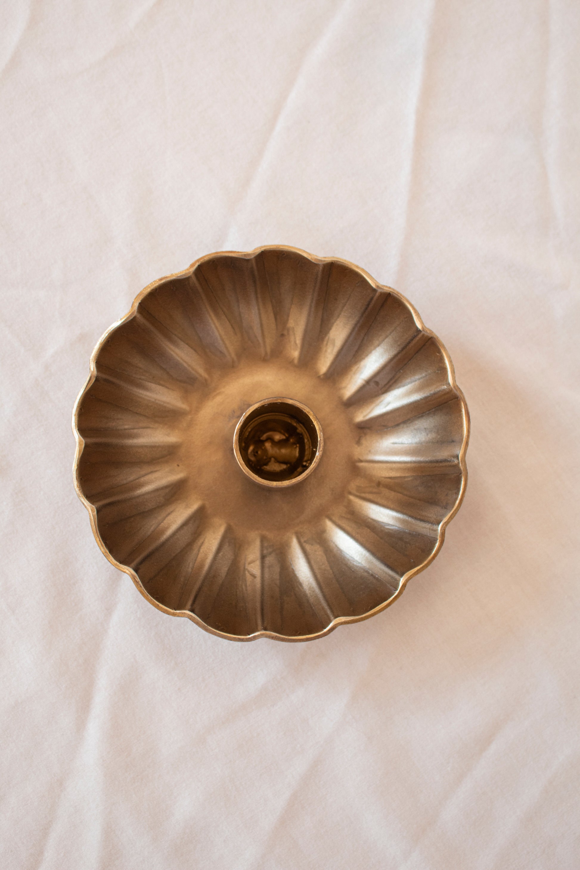 Maisy Scalloped Brass Candle Holder