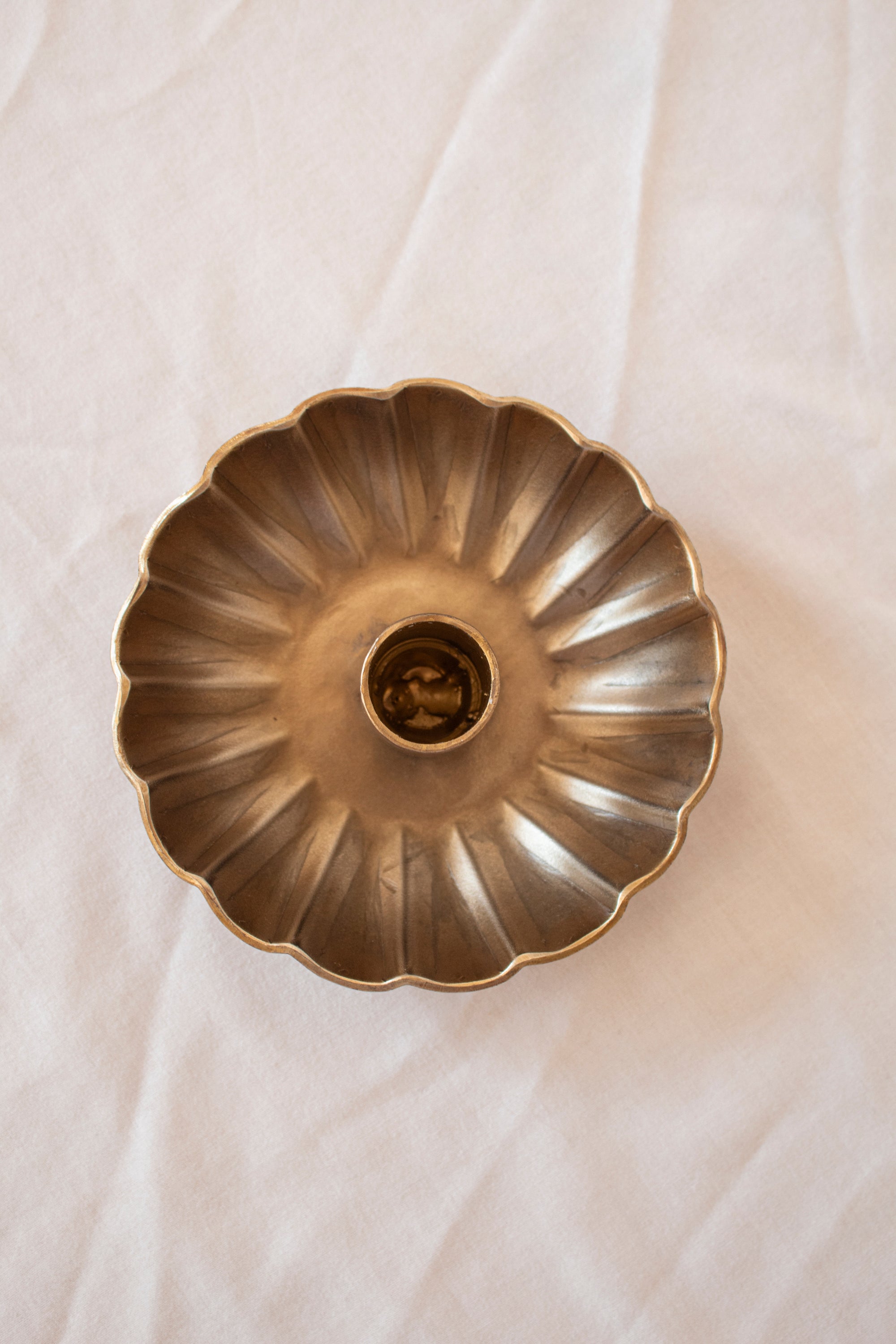 Maisy Scalloped Brass Candle Holder