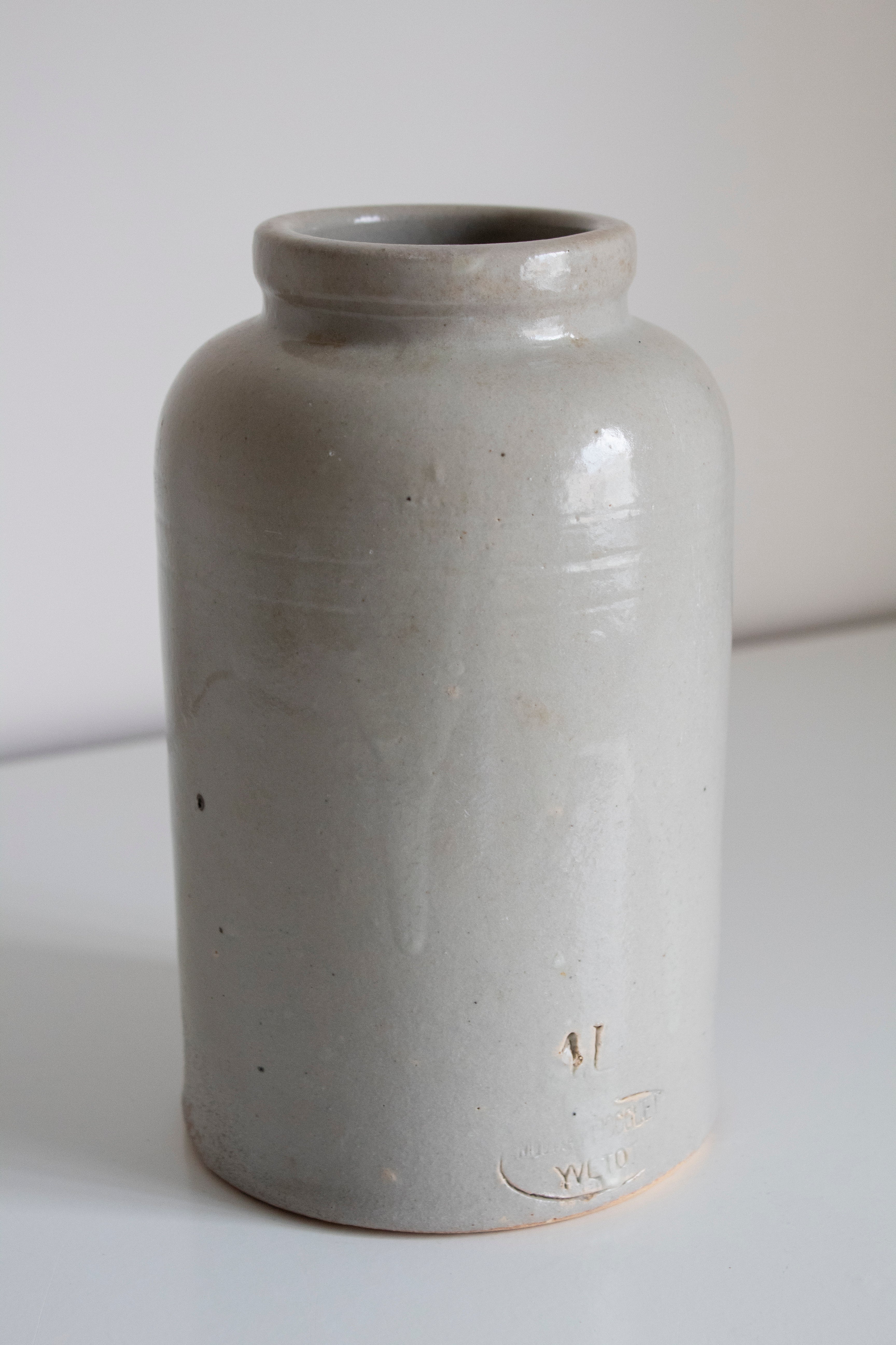 Beige Glazed Stoneware Jar