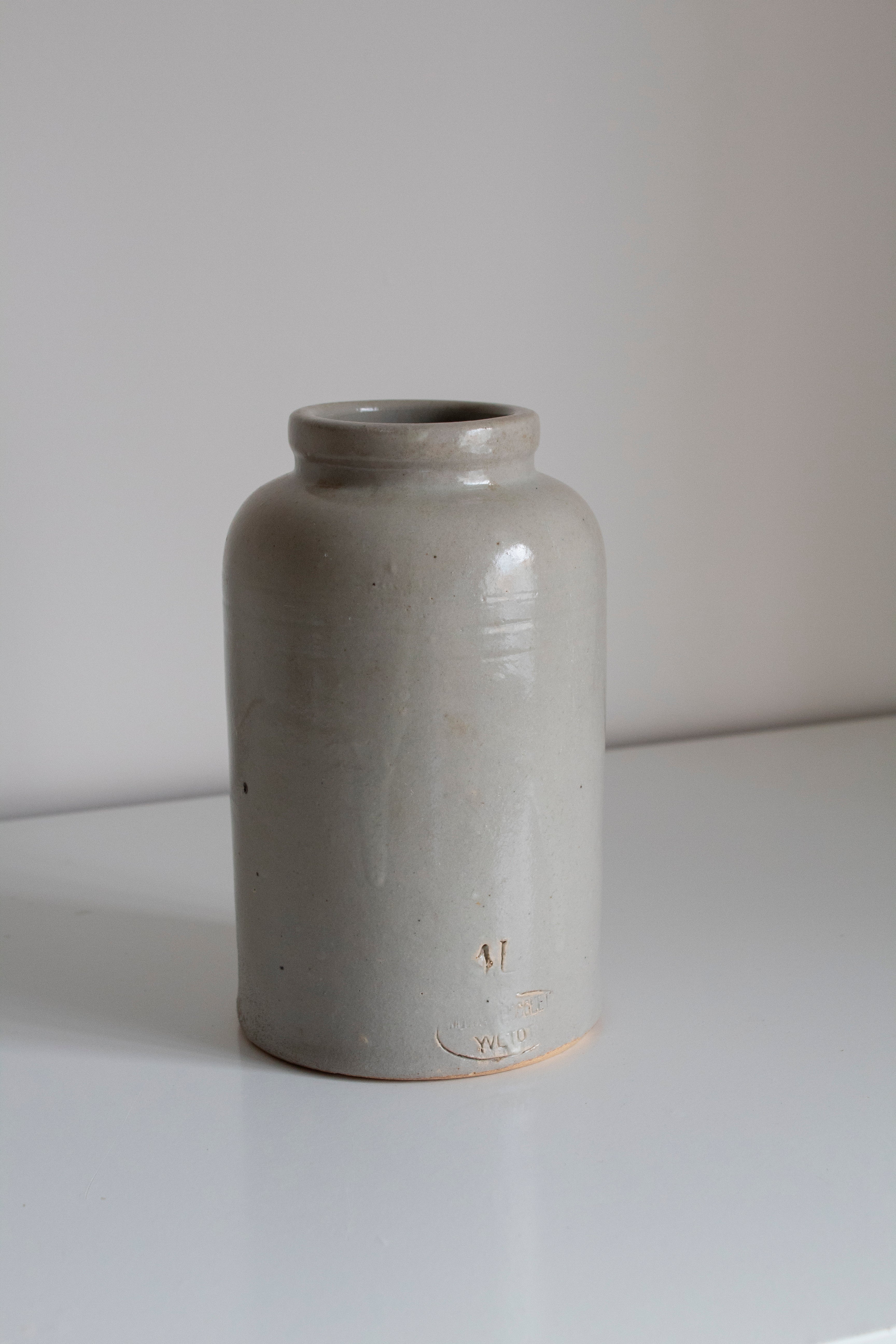 Beige Glazed Stoneware Jar