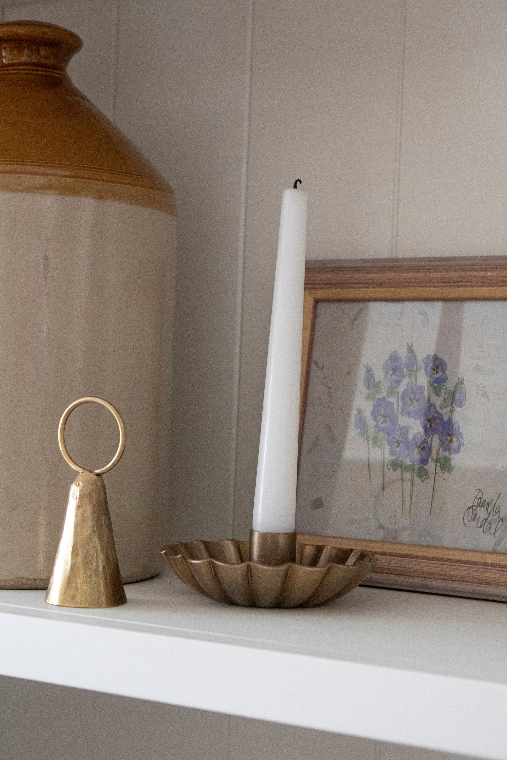 Maisy Scalloped Brass Candle Holder