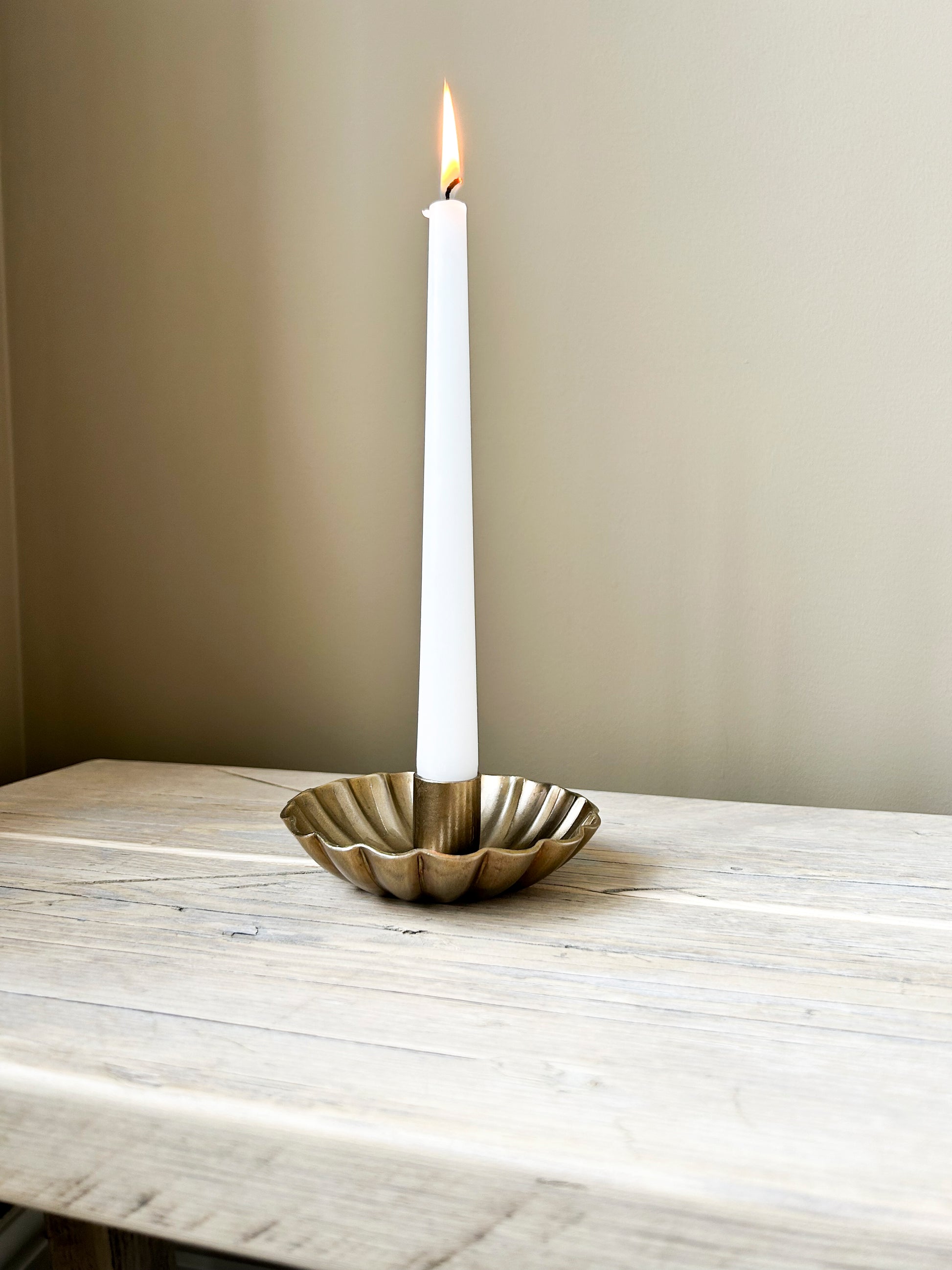 Maisy Scalloped Brass Candle Holder