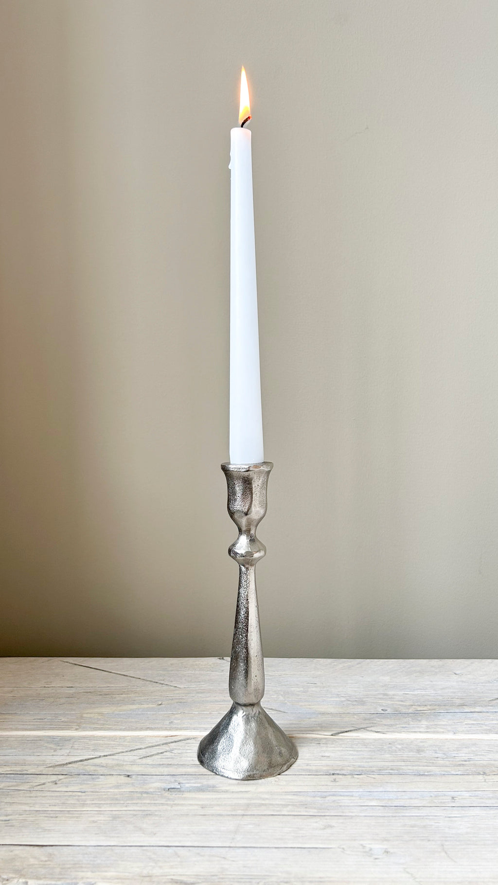 Efa Hammered Silver Candlestick