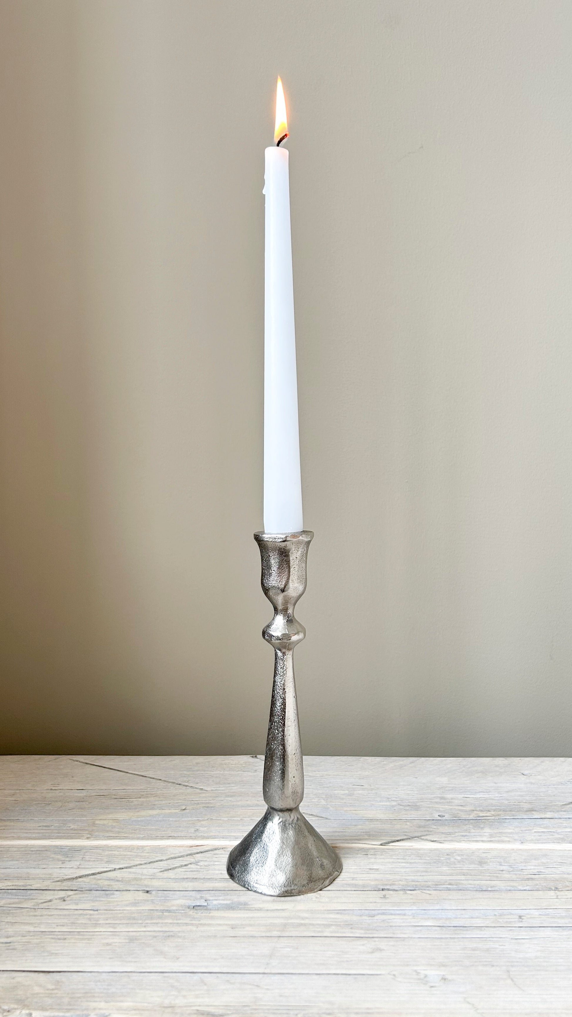 Efa Hammered Silver Candlestick