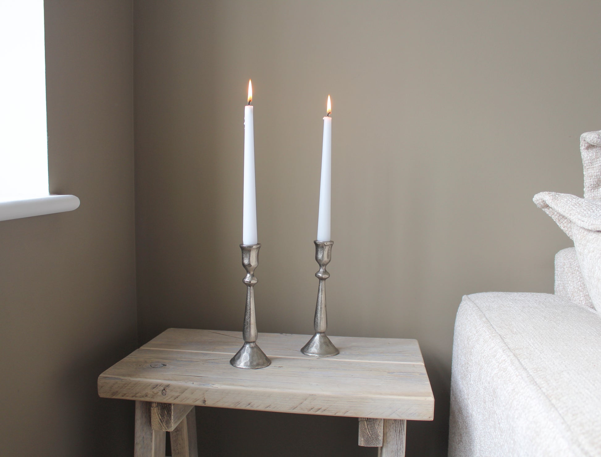 Efa Hammered Silver Candlestick