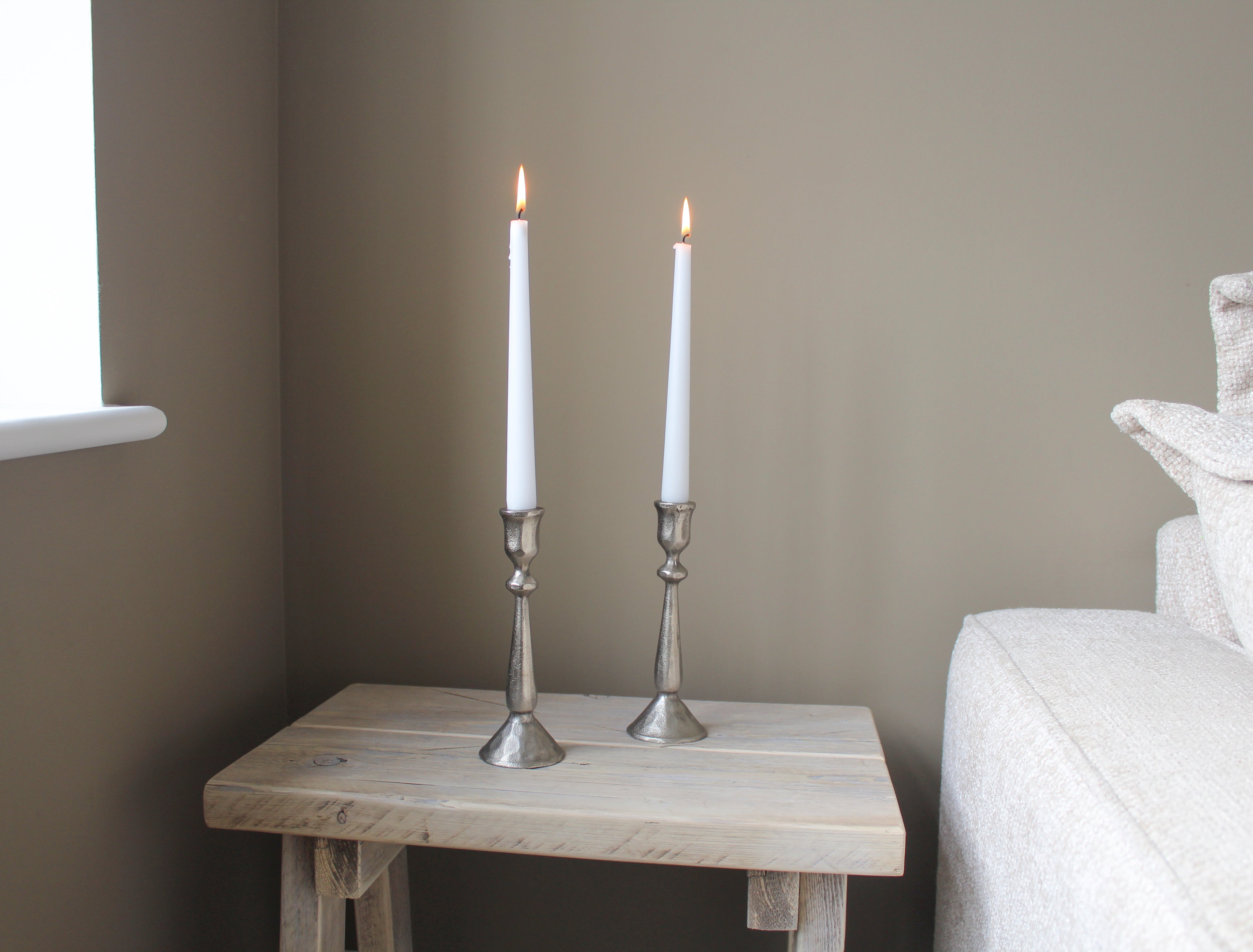 Efa Hammered Silver Candlestick