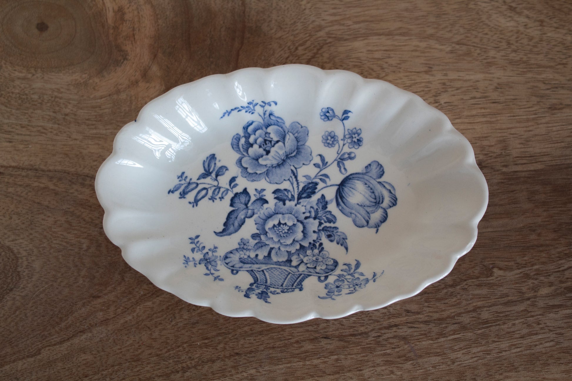 Ceramic Soap Dish with Blue Floral Pattern